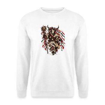 Turon Weihnachtsslawisches Folklore-Design - Unisex Pullover - Weiß - Vorne - Alina (178cm) & Michal (187cm)