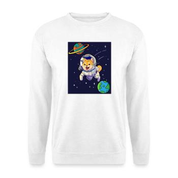 Shiba Inu Astronaut - Unisex Pullover - Weiß - Vorne - Alina (178cm) & Michal (187cm)