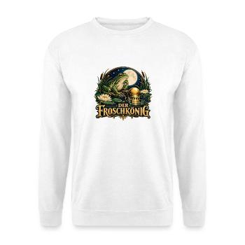 Der Froschkönig im Mondlicht - Unisex Pullover - Weiß - Vorne - Alina (178cm) & Michal (187cm)