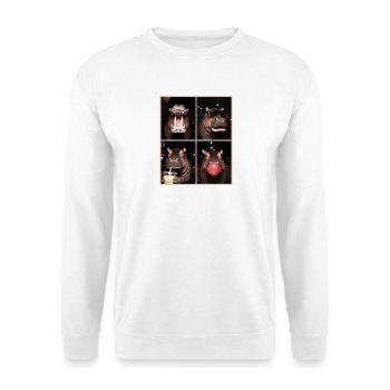 Nilpferd Flusspferd - Unisex Pullover - Weiß - Vorne - Alina (178cm) & Michal (187cm)