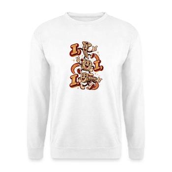 Schraubenfreunde: Retro-Charme - Unisex Pullover - Weiß - Vorne - Alina (178cm) & Michal (187cm)
