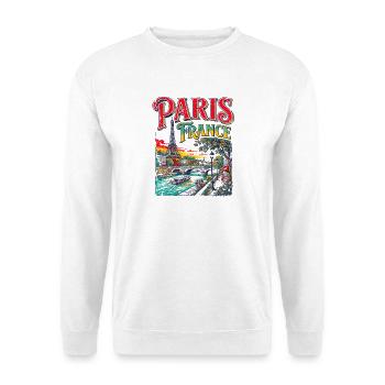 Paris France Eiffel Tower Skyline Travel - Unisex Pullover - Weiß - Vorne - Alina (178cm) & Michal (187cm)