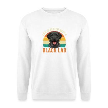 Das Leben ist besser mit einem schwarzen Labrador – Labrador-Mama Labrador Papa - Unisex Pullover - Weiß - Vorne - Alina (178cm) & Michal (187cm)