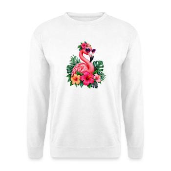 Niedlicher Flamingo Süße Flamingos - Unisex Pullover - Weiß - Vorne - Alina (178cm) & Michal (187cm)