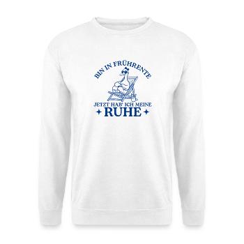 Frührente Jetzt hab ich meine Ruhe Altersteilzeit - Unisex Pullover - Weiß - Vorne - Alina (178cm) & Michal (187cm)