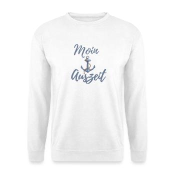 Moin Auszeit - Unisex Pullover - Weiß - Vorne - Alina (178cm) & Michal (187cm)