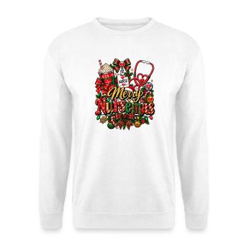 Weihnachtsfeier der Krankenschwester - Unisex Pullover - Weiß - Vorne - Alina (178cm) & Michal (187cm)