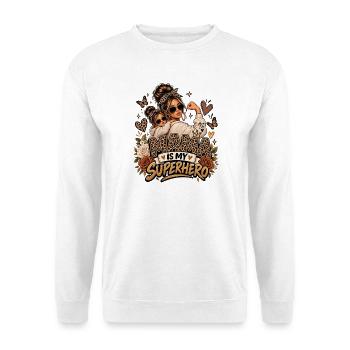 Mama-Heldin Leopardenduo - Unisex Pullover - Weiß - Vorne - Alina (178cm) & Michal (187cm)