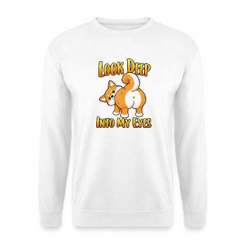 Schau Tief In Meine Augen - Unisex Pullover - Weiß - Vorne - Alina (178cm) & Michal (187cm)