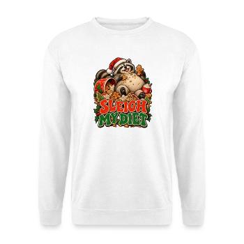 Schlitten-Diät-Scherz - Unisex Pullover - Weiß - Vorne - Alina (178cm) & Michal (187cm)