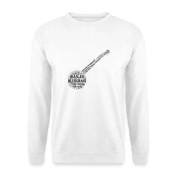 Banjo Bluegrass Country Fingerpicking Wortwolke - Unisex Pullover - Weiß - Vorne - Alina (178cm) & Michal (187cm)