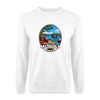 Muskoka Kanada Ontario See Natur Wald Landschaft - Unisex Pullover - Weiß - Vorne - Alina (178cm) & Michal (187cm)