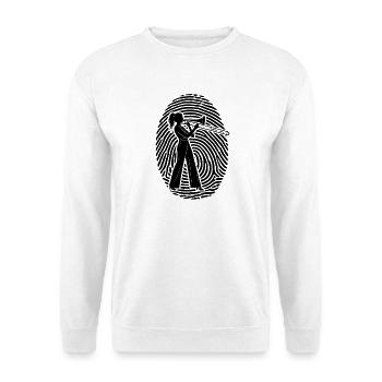 Posaune - Posaunistin im Fingerabdruck - Unisex Pullover - Weiß - Vorne - Alina (178cm) & Michal (187cm)