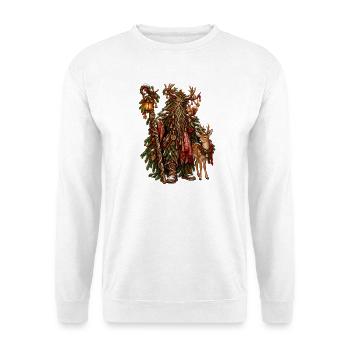 Weihnachts-Leshy-Wächter-Design des slawischen Waldes - Unisex Pullover - Weiß - Vorne - Alina (178cm) & Michal (187cm)