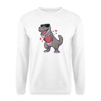 T-Rex Herz Valentinstag - Unisex Pullover - Weiß - Vorne - Alina (178cm) & Michal (187cm)