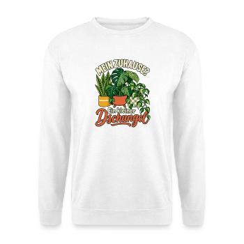 Pflanzen Spruch Geschenk - Unisex Pullover - Weiß - Vorne - Alina (178cm) & Michal (187cm)