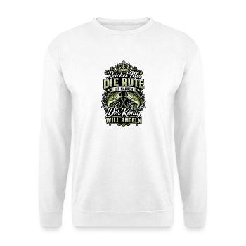 Der König Will Angeln Fischmotiv - Unisex Pullover - Weiß - Vorne - Alina (178cm) & Michal (187cm)