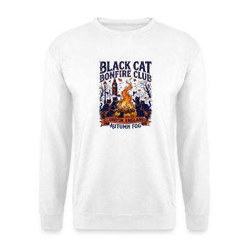 Black Cat Bonfire Club London England - Unisex Pullover - Weiß - Vorne - Alina (178cm) & Michal (187cm)