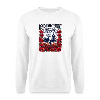 Remembrance Sunday London England 2026 Lest We - Unisex Pullover - Weiß - Vorne - Alina (178cm) & Michal (187cm)