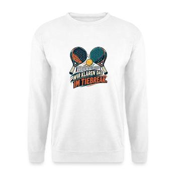 PADEL - Tennis Tiebreak Motiv - Unisex Pullover - Weiß - Vorne - Alina (178cm) & Michal (187cm)