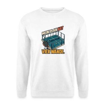 PADEL - Mein Plan Hat Vier Wände Tennis - Unisex Pullover - Weiß - Vorne - Alina (178cm) & Michal (187cm)