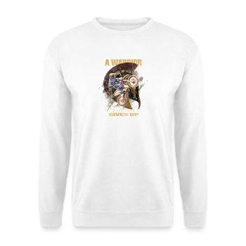  Backprint: Motorrad supermoto Dirtbike Pitbike - Unisex Pullover - Weiß - Vorne - Alina (178cm) & Michal (187cm)