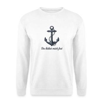  Du Hältst Mich Fest Anker Liebe Partnerschaft - Unisex Pullover - Weiß - Vorne - Alina (178cm) & Michal (187cm)
