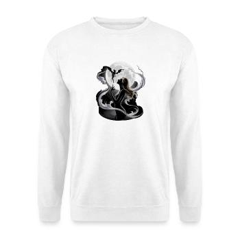  Mystische Mondnacht Mit Silhouette Einer Frau Und - Unisex Pullover - Weiß - Vorne - Alina (178cm) & Michal (187cm)