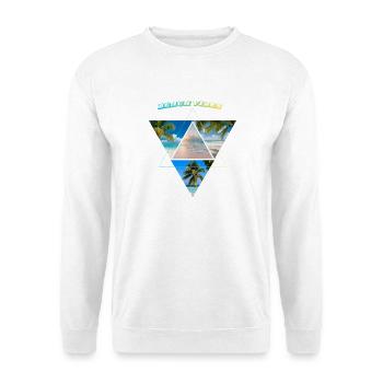 Beach vibes Palmen - Unisex Pullover - Weiß - Vorne - Alina (178cm) & Michal (187cm)