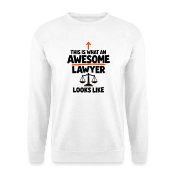 Lustiges Geschenk für Anwalt und Anwalt - Unisex Pullover - Weiß - Vorne - Alina (178cm) & Michal (187cm)