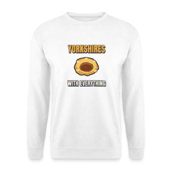 Yorkshires mit allem Yorkshire-Pudding - Unisex Pullover - Weiß - Vorne - Alina (178cm) & Michal (187cm)