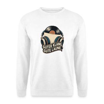 Guter Klang Gute Laune Vinyl - Unisex Pullover - Weiß - Vorne - Alina (178cm) & Michal (187cm)