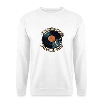 Vinylschallplatte: Alles dreht sich um Musik - Unisex Pullover - Weiß - Vorne - Alina (178cm) & Michal (187cm)