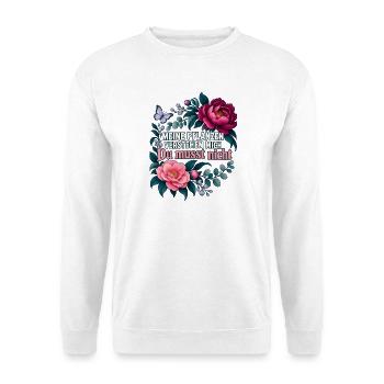 Pflanzenmama Geschenkidee Pfingstrosen Gärtnern - Unisex Pullover - Weiß - Vorne - Alina (178cm) & Michal (187cm)