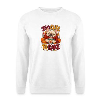  Too Cute To Rake Französische Bulldogge Herbst - Unisex Pullover - Weiß - Vorne - Alina (178cm) & Michal (187cm)