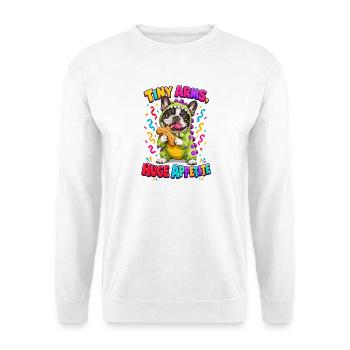  Tiny Arms Huge Appetite Französische Bulldogge - Unisex Pullover - Weiß - Vorne - Alina (178cm) & Michal (187cm)