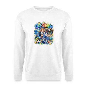 Dritte Klasse Schulfreude Illustration - Unisex Pullover - Weiß - Vorne - Alina (178cm) & Michal (187cm)