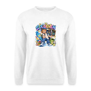 Erster Schultag Farbenpracht - Unisex Pullover - Weiß - Vorne - Alina (178cm) & Michal (187cm)