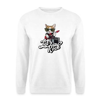 Let's Rock Guitar Rock and Roll Humor Cat - Unisex Sweatshirt - white - Front