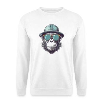 Sej abe med solbriller og hat - Unisex sweater - hvid - Foran
