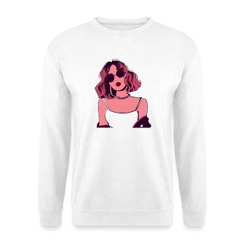 Femme rétro rose avec des lunettes - Sweat-shirt Unisexe - blanc - Devant