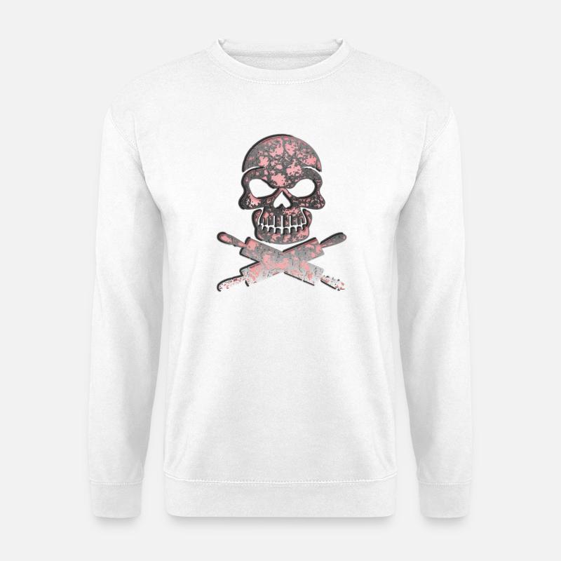 Schädel Totenkopf mit Teigrollen - Unisex Pullover - Weiß