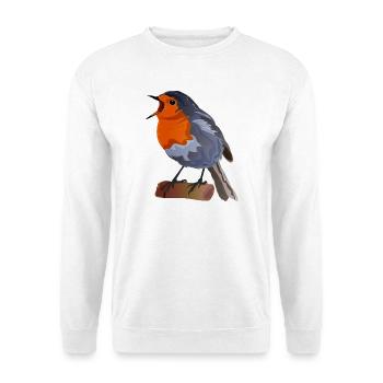 Robin Bird Illustration on Textile - Unisex Sweatshirt - white - Front