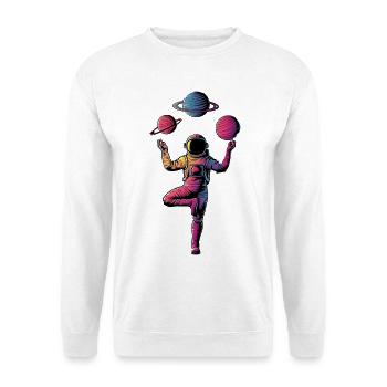 Vintage Lotus Meditating Astronaut Zen Yoga Planet - Unisex Pullover - Weiß - Vorne