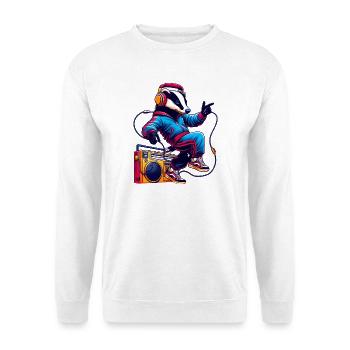 fröhlicher Dachs mit Kopfhörern beim tanzen - Unisex Pullover - Weiß - Vorne