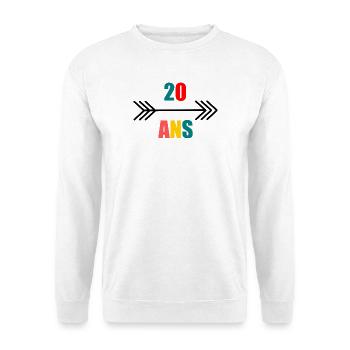 20. 20e ANNIVERSAIRE. ANNIVERSAIRE 20 ANS. 20 ANS. - Sweat-shirt Unisexe - blanc - Devant