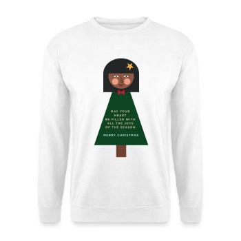 Weihnachtsgruß-Puppe im Grün - Unisex Pullover - Weiß - Vorne