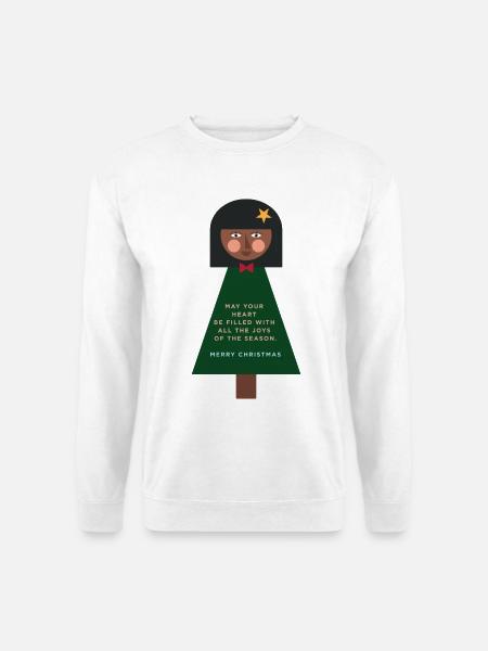 Weihnachtsgruß-Puppe im Grün - Unisex Pullover - Weiß
