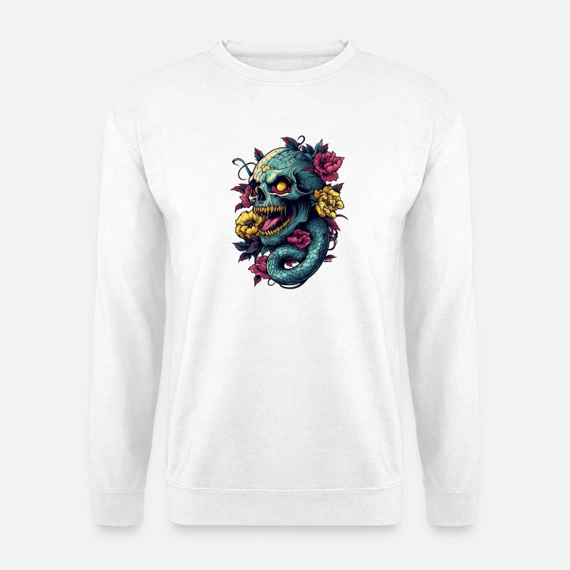 Skull and Snake - Unisex Pullover - Weiß