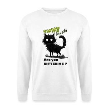 Skurrile schwarze Katze - Unisex Pullover - Weiß - Vorne